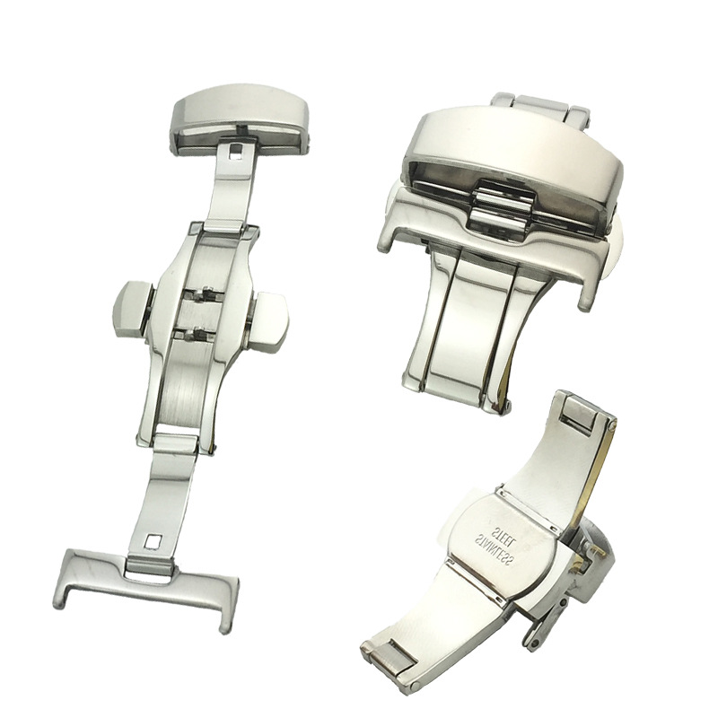 Watch accessories vacuum plating double press butterfly buckle stainless steel watch buckle watch buckle belt buckle double open folding buckle