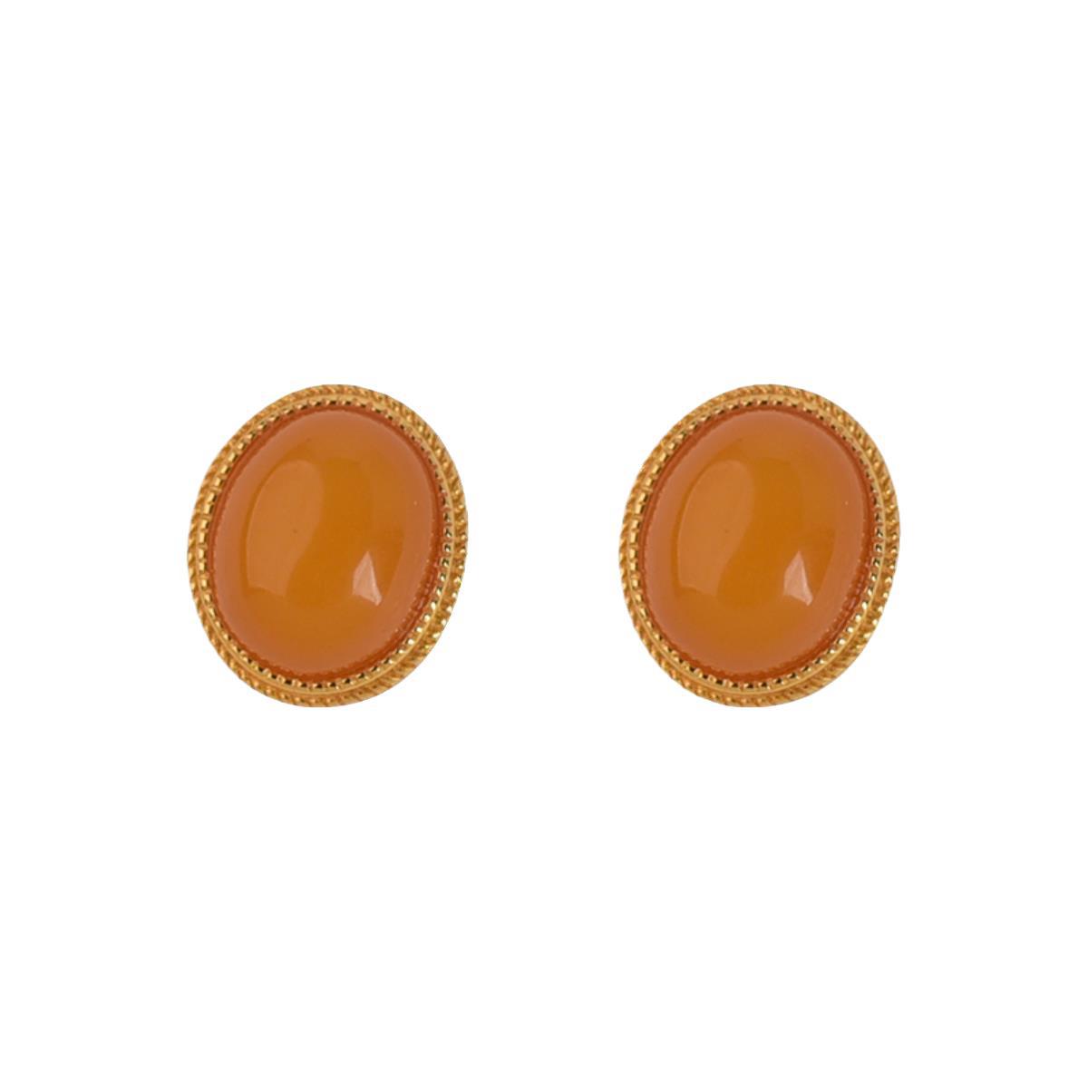 Natural Old Beeswax Sterling Silver Earrings [Twilight Breeze] Retro Style Accessible Luxury Amber Oval Niche Earrings for Women Original