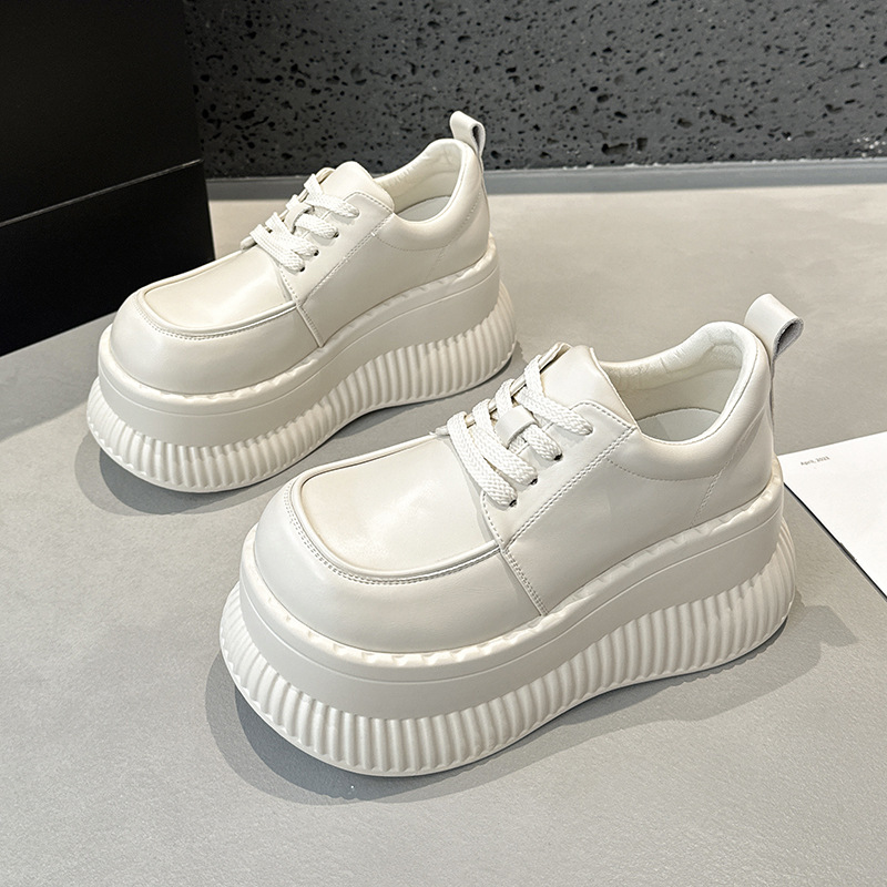 Thick bottom loafers women's 2025 spring new platform bottom versatile British small leather shoes small height women's shoes