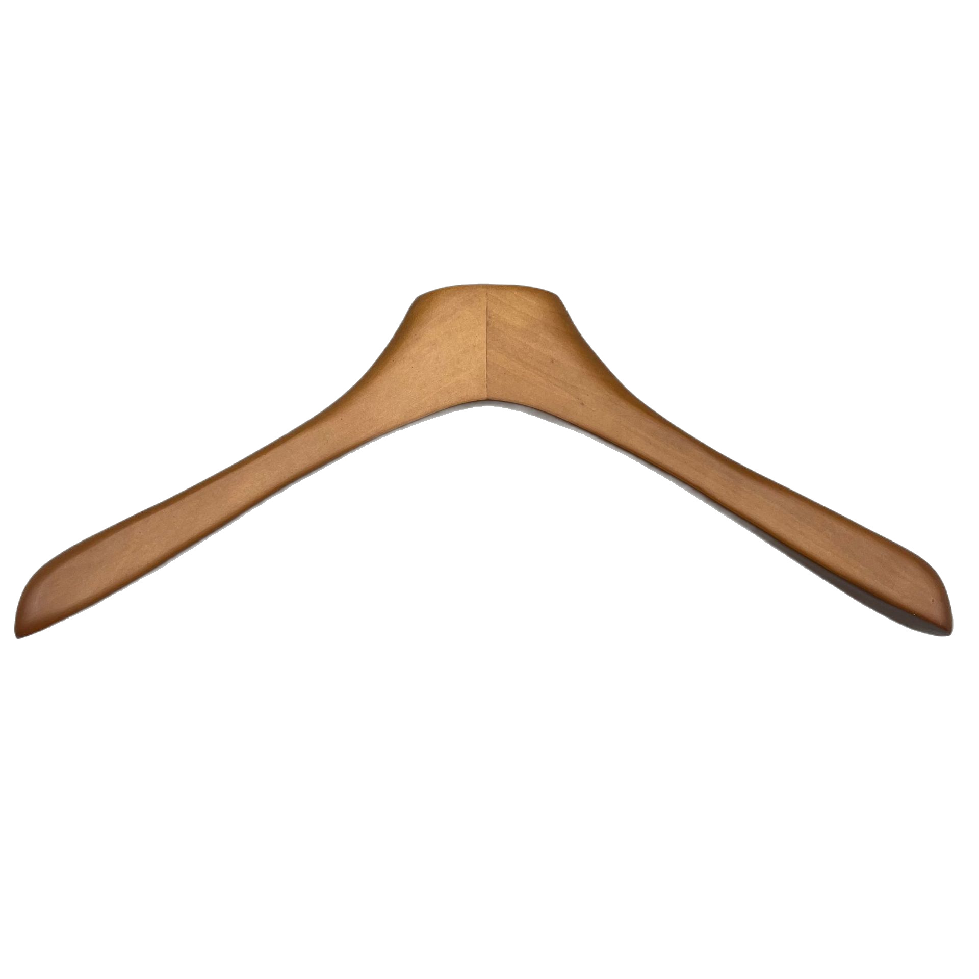 Wholesale Walnut-Colored Walnut Wood Women's Clothing Store Wardrobe Seamless Wide-Shoulder Clothes Hanger Solid Wood Non-Slip Design