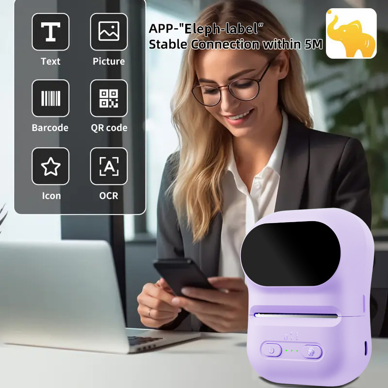 Cross-Border Mini Label Printer, Small, Cheap, Portable, Inkless, Thermal, for Studying, Photos, Bluetooth Printing