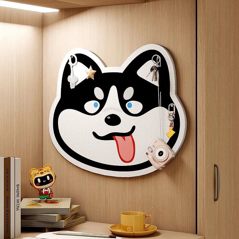 Фетровая доска для стен с изображением мультяшного хаски, наклейка для хранения украшений, доска для сообщений в общежитии