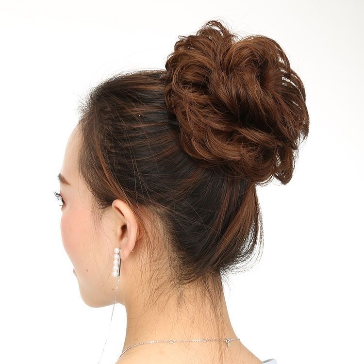 Marubeni Head Female Artificial Hair Fluffy Natural Hair Ring Flower Bud Lazy Man Hair Artifact Net Red Hair Bag Headdress Hair Ring