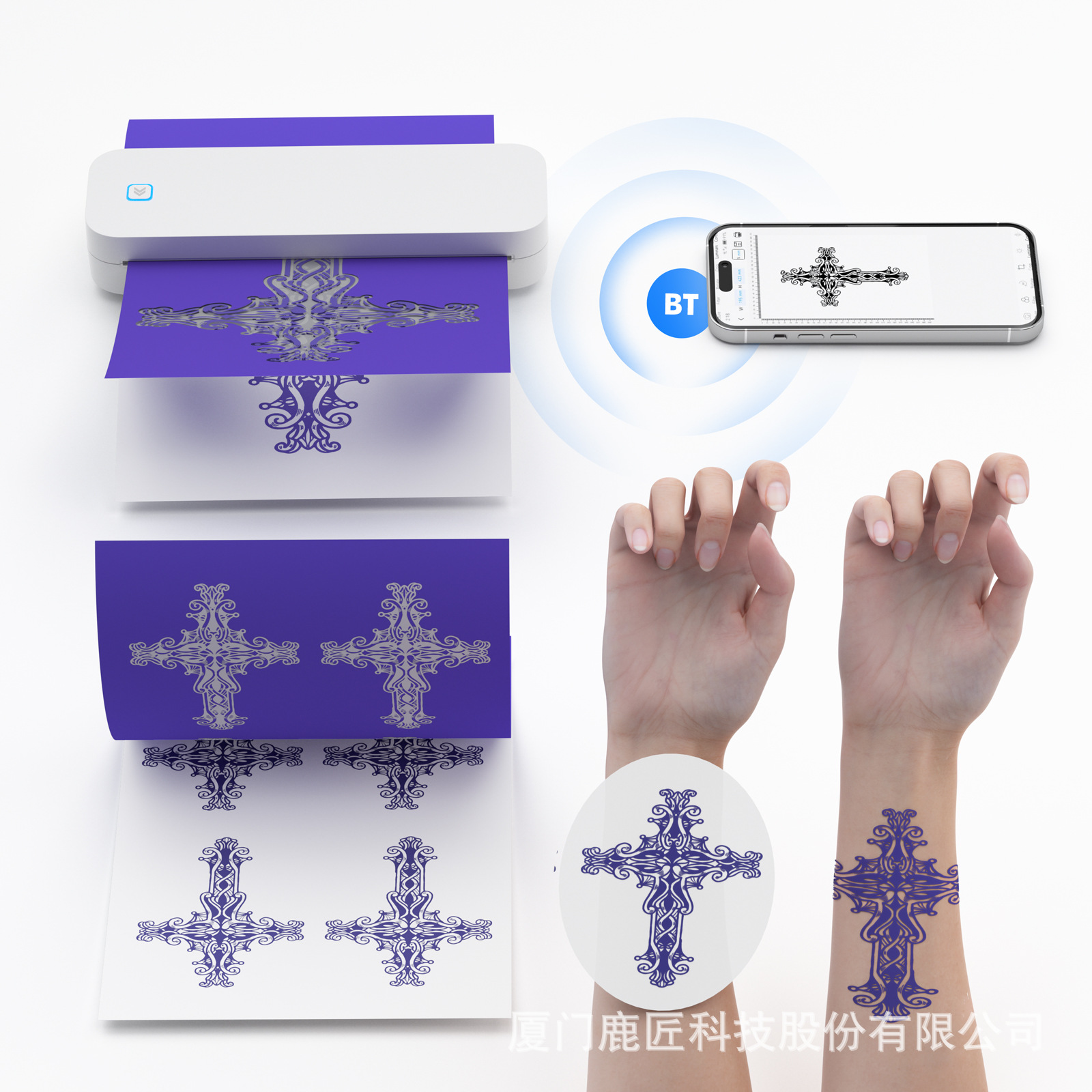 Customized Cross-Border A4 Portable Printer Oem Bluetooth Inkless Document Test Paper Self-Adhesive Thermal Printer for Home Use