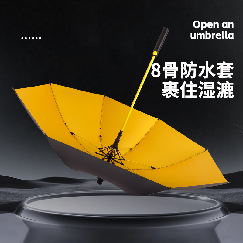 Cross-Border Manufacturer Spot Wholesale 27inch Vinyl Sunscreen Golf Umbrella Extra Large Men's Long Handle Advertising Umbrella Customization