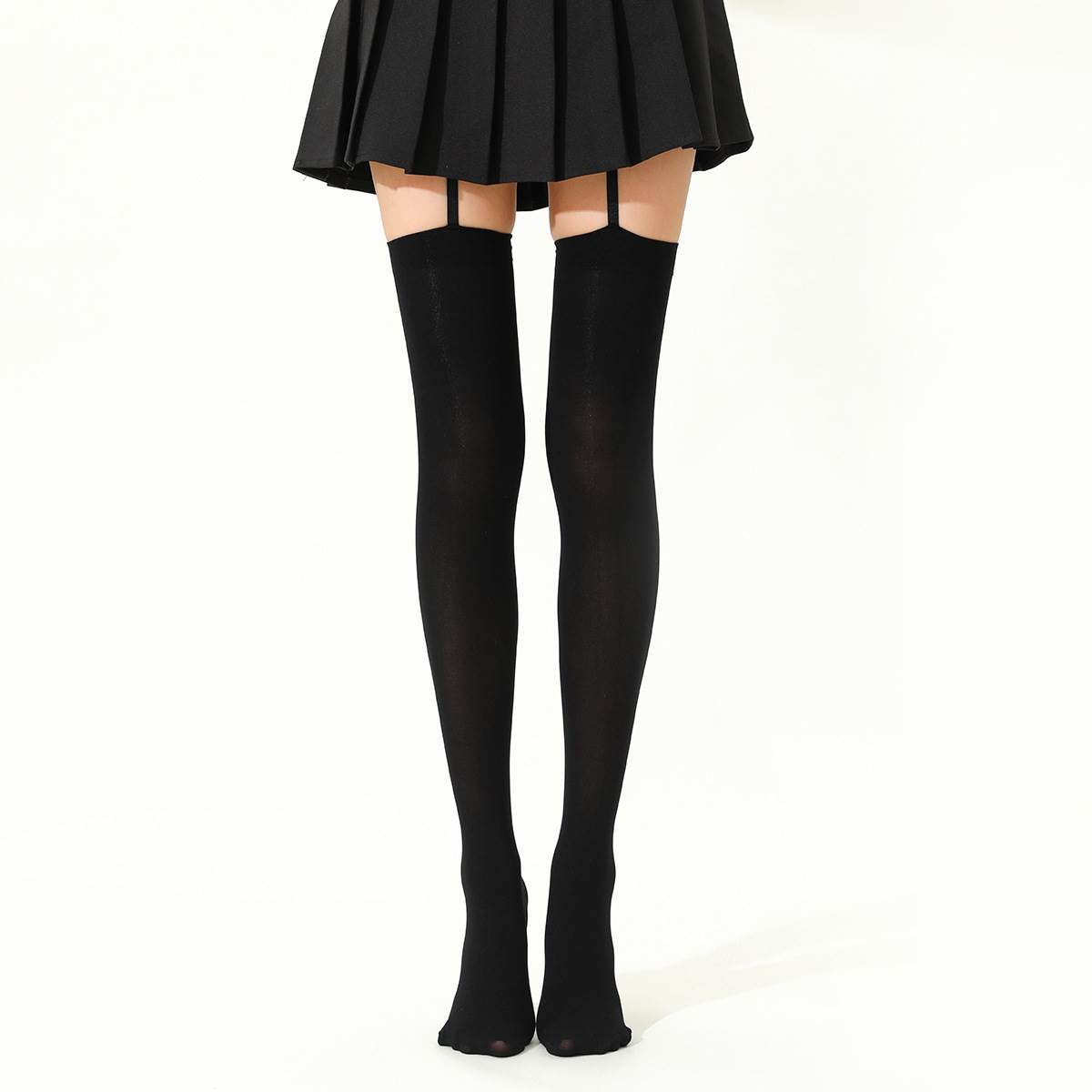 Black Garter Stockings for Women Spring and Summer Y2K Sexy Velvet Jk Black Silk Over-The-Knee Socks Sexy Long Thigh Socks