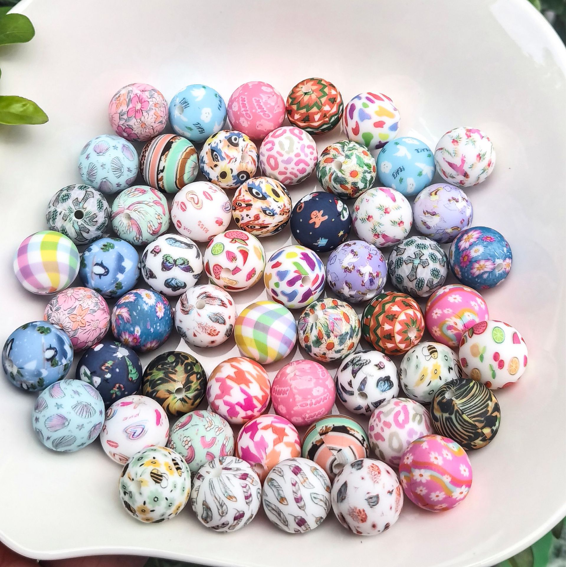 Cross-Border Silicone Beads Mother and Baby Teether Pacifier Chain Diy12Mm Round Beads Loose Beads Silicone Beads Wholesale