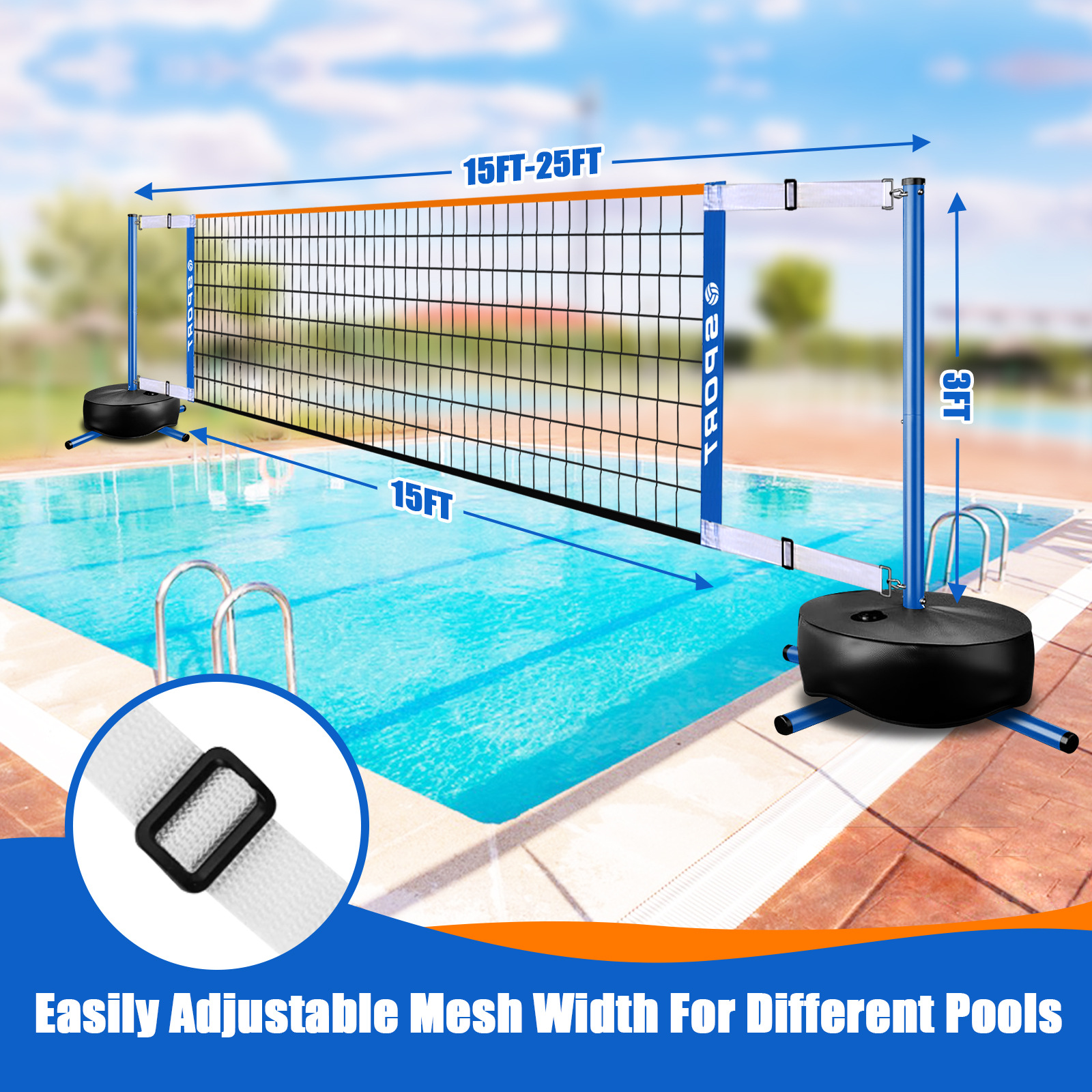New outdoor indoor entertainment water volleyball net rack suit portable movable folding