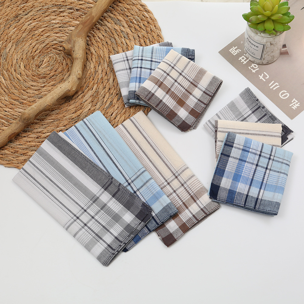 40cm Cross-Border Best-Selling Classic Vintage Men's Handkerchief Pure Cotton for Middle-Aged and Elderly Men and Women as a Gift