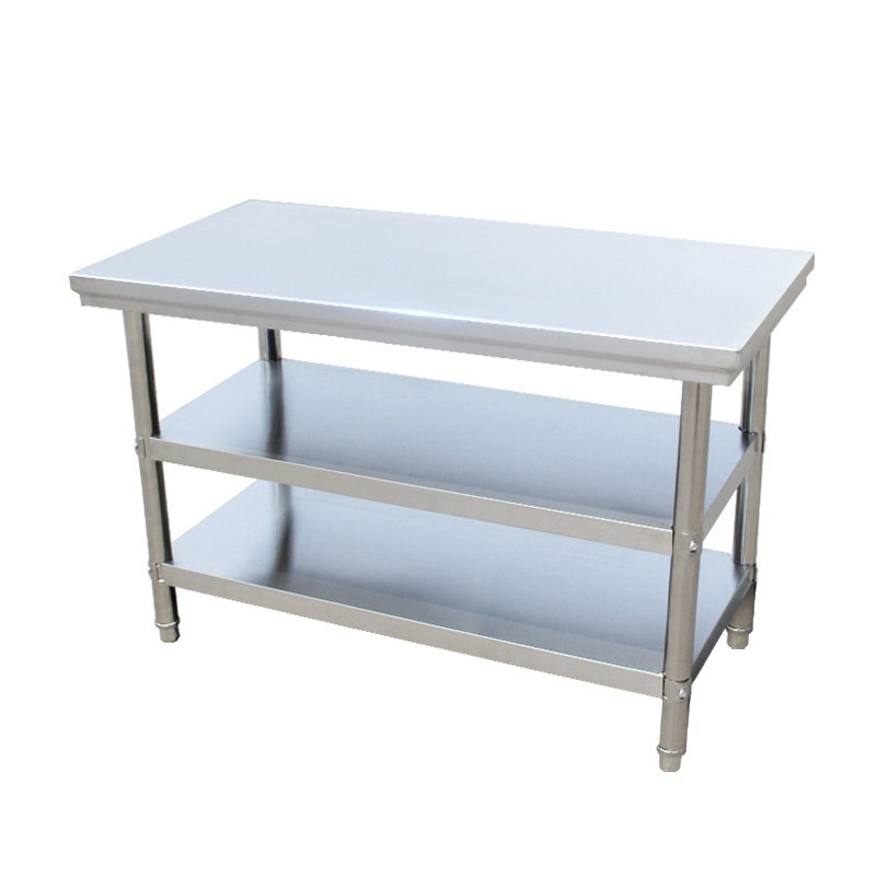 Stainless Steel Thickened Workbench Hotel Kitchen Workbench Baking Packaging Vegetable Cutting Table Rectangular