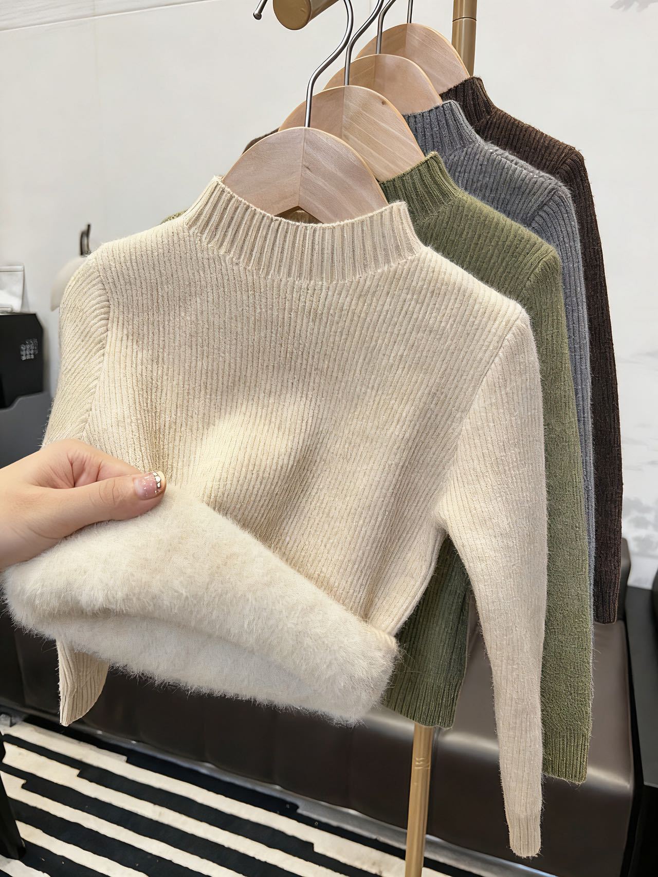 Autumn and Winter Kidsren's All-In-One Velvet Knitwear Half Turtleneck Knitwear Kidsren's Clothing Korean Style Pure Color Bottoming Shirt for Boys and Girls