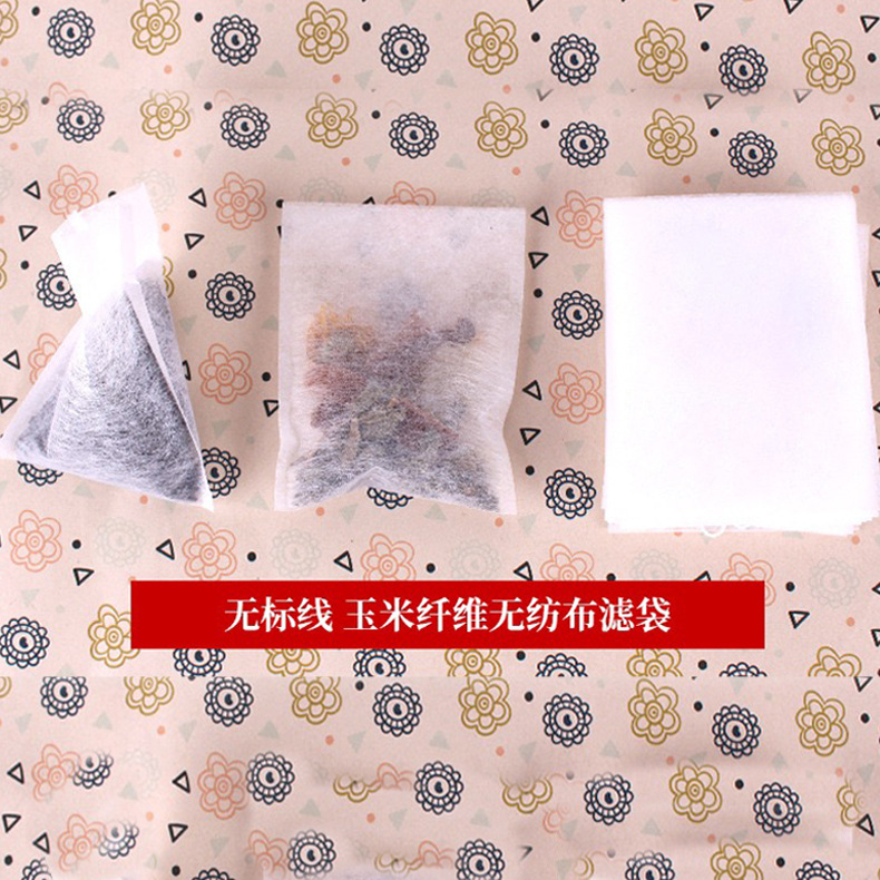 Oem Customized Biodegradable Disposable Non-Woven Drawstring Thread Label Corn Fiber Triangular Tea Bag Health Tea