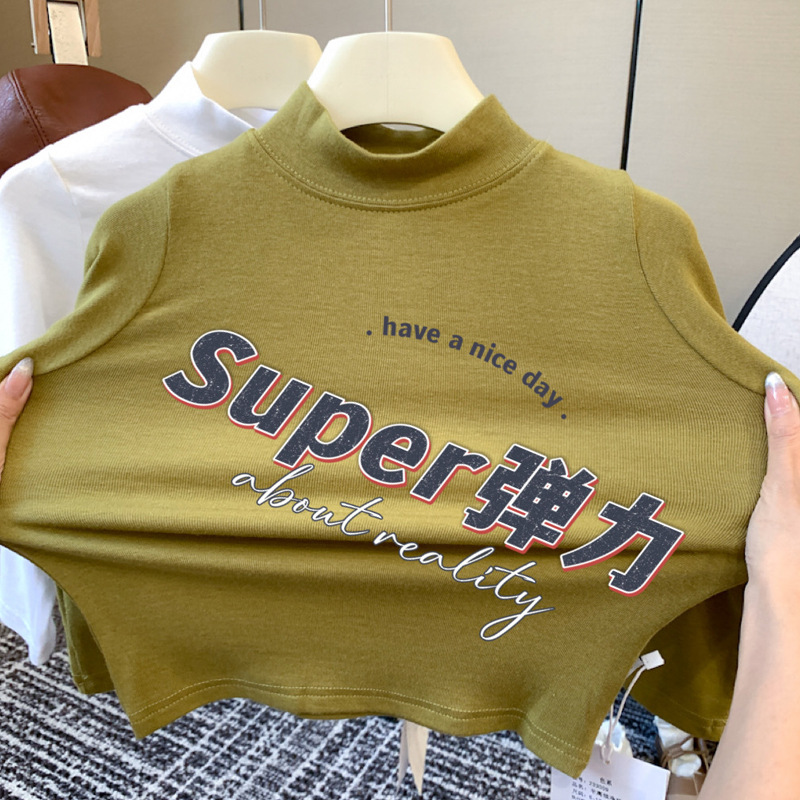 Children's Cashmere Semi-high Collar Base Shirt Autumn and Winter 2025 New High Elastic Long Sleeve Baby T-shirt for Boys and Girls