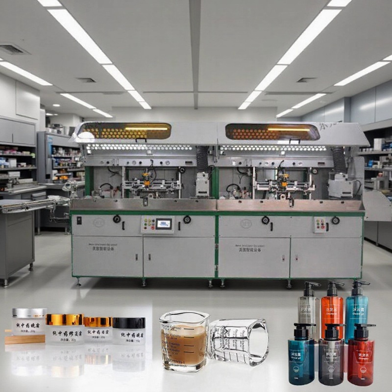 Fully Automatic Two-Color Bottle Screen Printing Machine Glass Round Flat Square Bottle Mechanical Printing Production Line Two-Color Screen Printing Machine