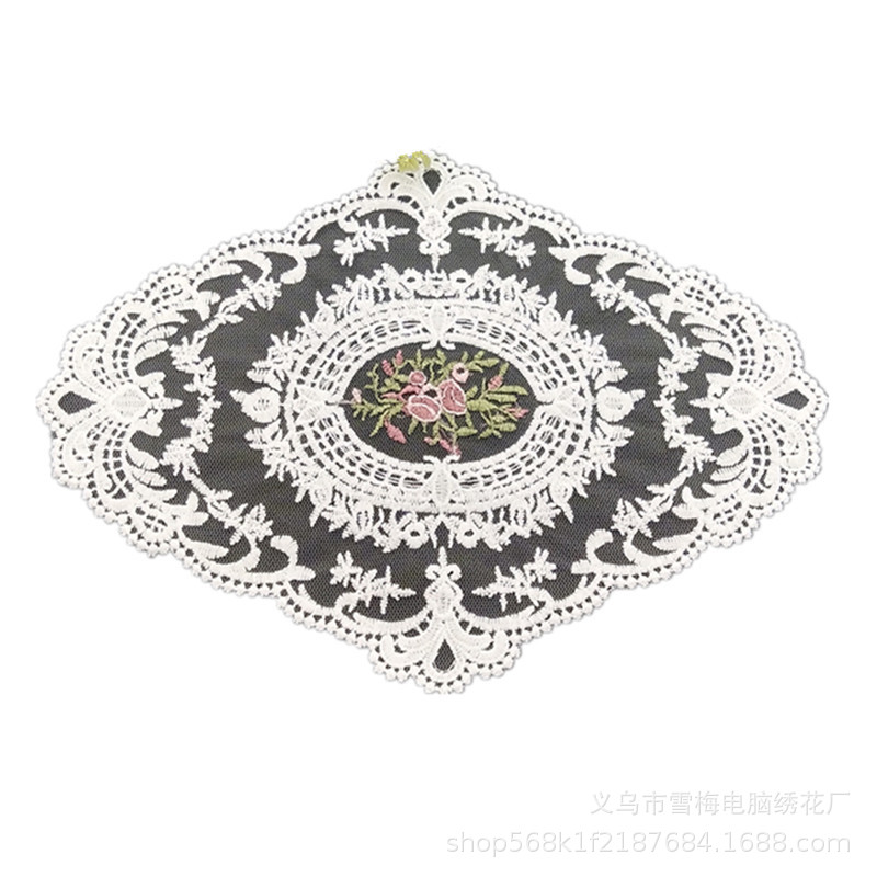 European Style Placemat Embroidered Vintage Lace Coffee Table Mat Dustproof Cover Towel Shooting Props Sofa Mat Decorative Plate Mat Napkin