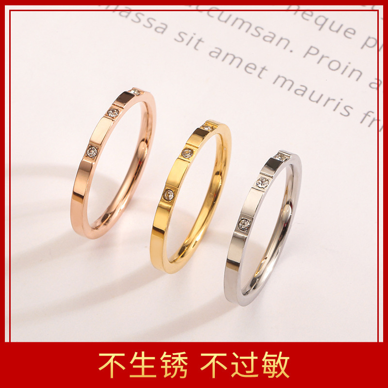 Ring Women's Diamond Ring Women's Japanese and Korean Style Simple Personality Retro Diamond Style Amazon wish
