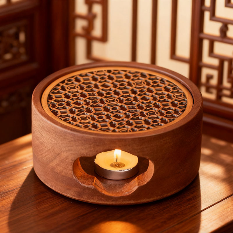 Walnut Tea Warmer Candle Small Stove Insulation Base Tea Warmer Wine Warmer Flower Fruit Teapot Tea Warmer