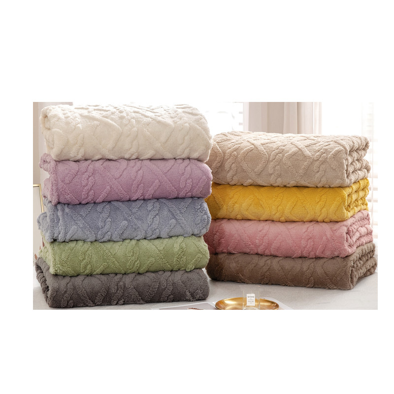 Solid Color 3D Jacquard All Year Round Taffeta Blanket Quilted Flannel Spring and Summer Nap Blanket Cover Small and Super Soft