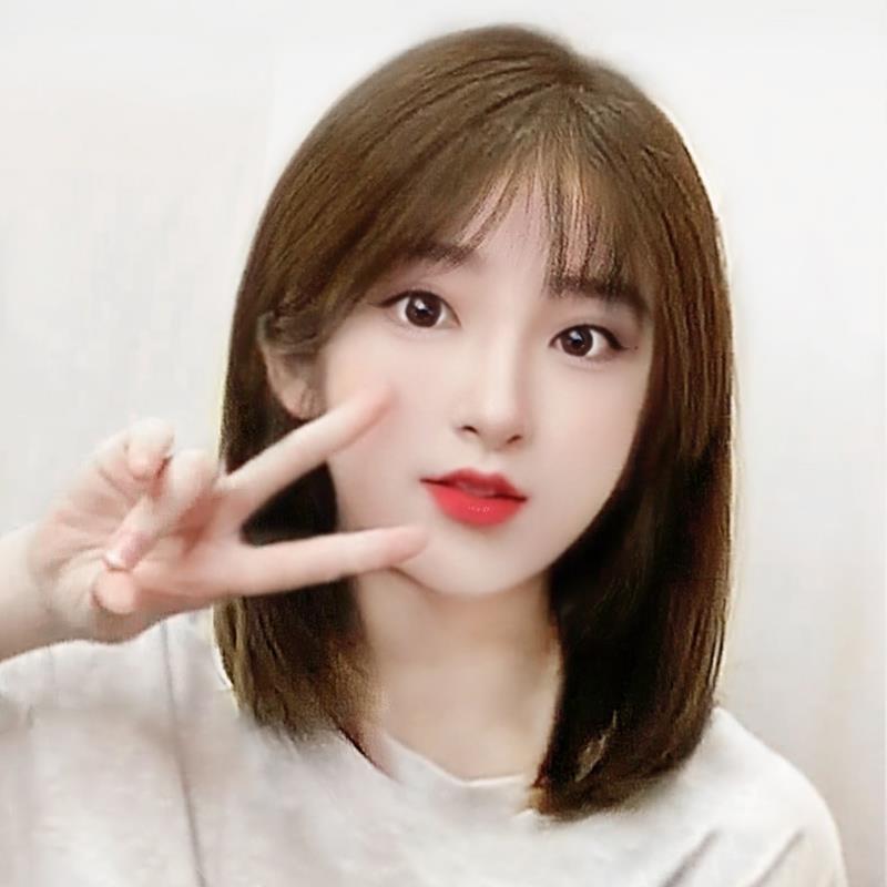 Wig for Women with Short Hair, Natural Full Headband, Internet Celebrity Fashion Dress, Round Face, Clavicle Hair Style, Medium and Long Hair Wig Set