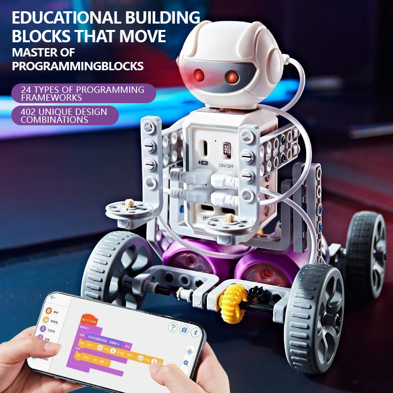 Cross-Border Popular Children's Programming Robot Physical Assembly Small Experimental Set Circuit Building Blocks Fun Assembly Toys