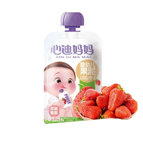 Xindi mother infant fruit puree strawberry blueberry yellow peach loquat puree children baby auxiliary juice puree June