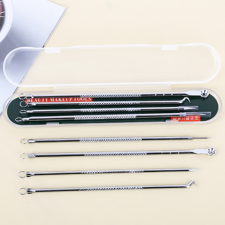 Acne needle 4-piece set stainless steel acne needle beauty makeup tool double-headed acne removal blackhead acne needle set