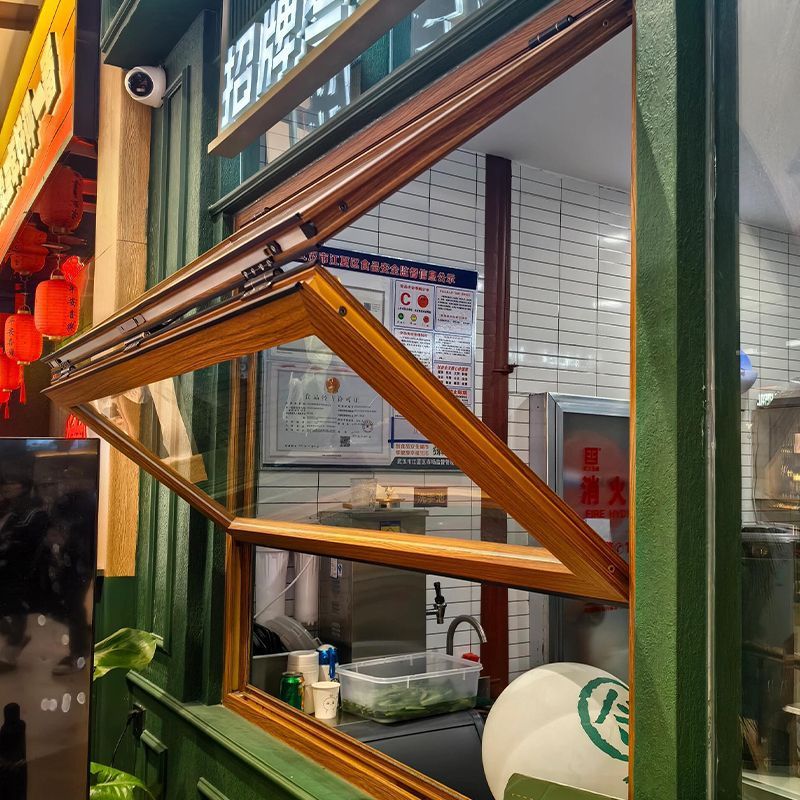 Trendy Folding Aluminum Alloy Windows for Coffee and Milk Tea Shops, Kitchen Bar Windows, Glass Lift and Hover Sliding Windows