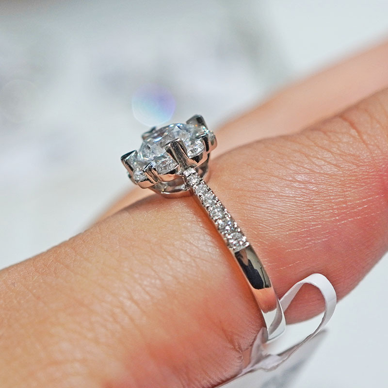 Pt950 Platinum Cultivated Diamond Ring for Women Niche Heart-Shaped Starry Wedding Proposal