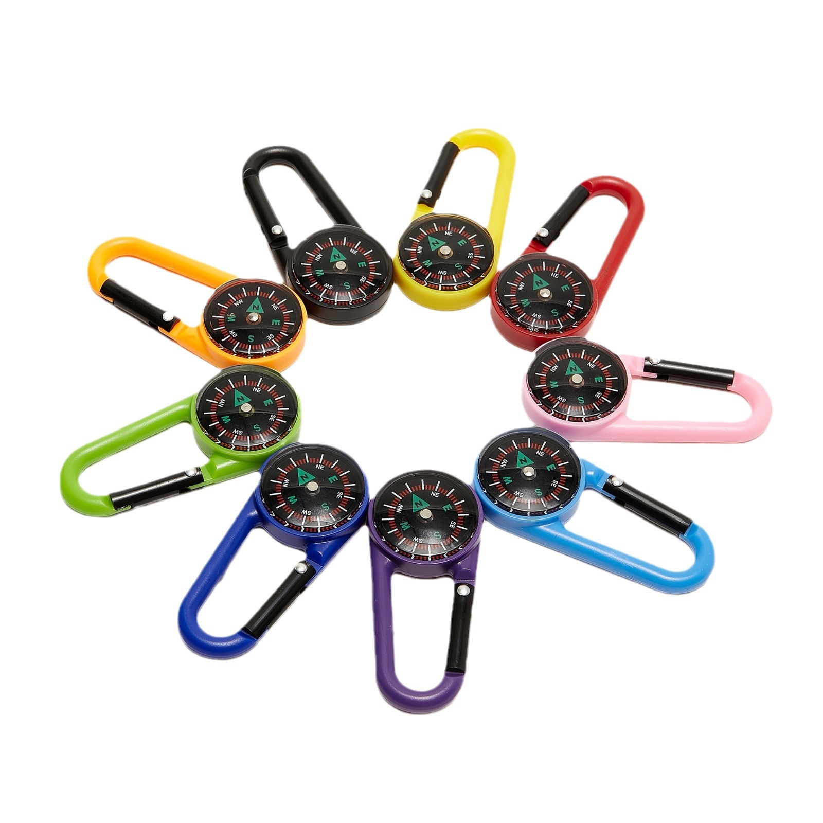 Factory direct quick hanging mountaineering buckle abs compass north needle multifunctional backpack buckle outdoor portable compass