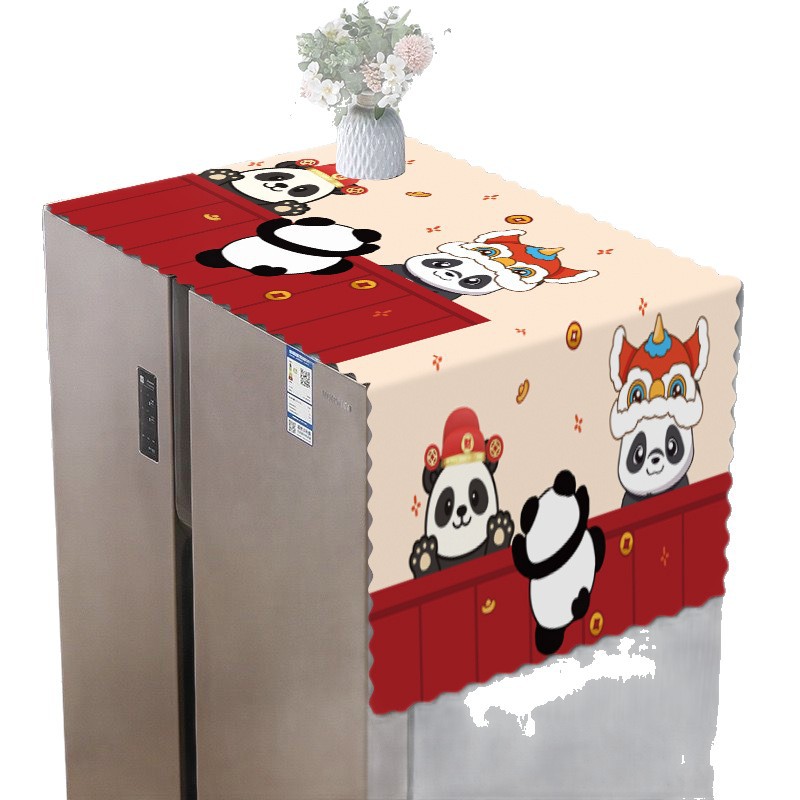 Double-Door Refrigerator Cover Cloth, Nordic Style Printed Fabric, Single-Door Refrigerator Tablecloth Cover, Microwave Oven Cover Cloth, Universal
