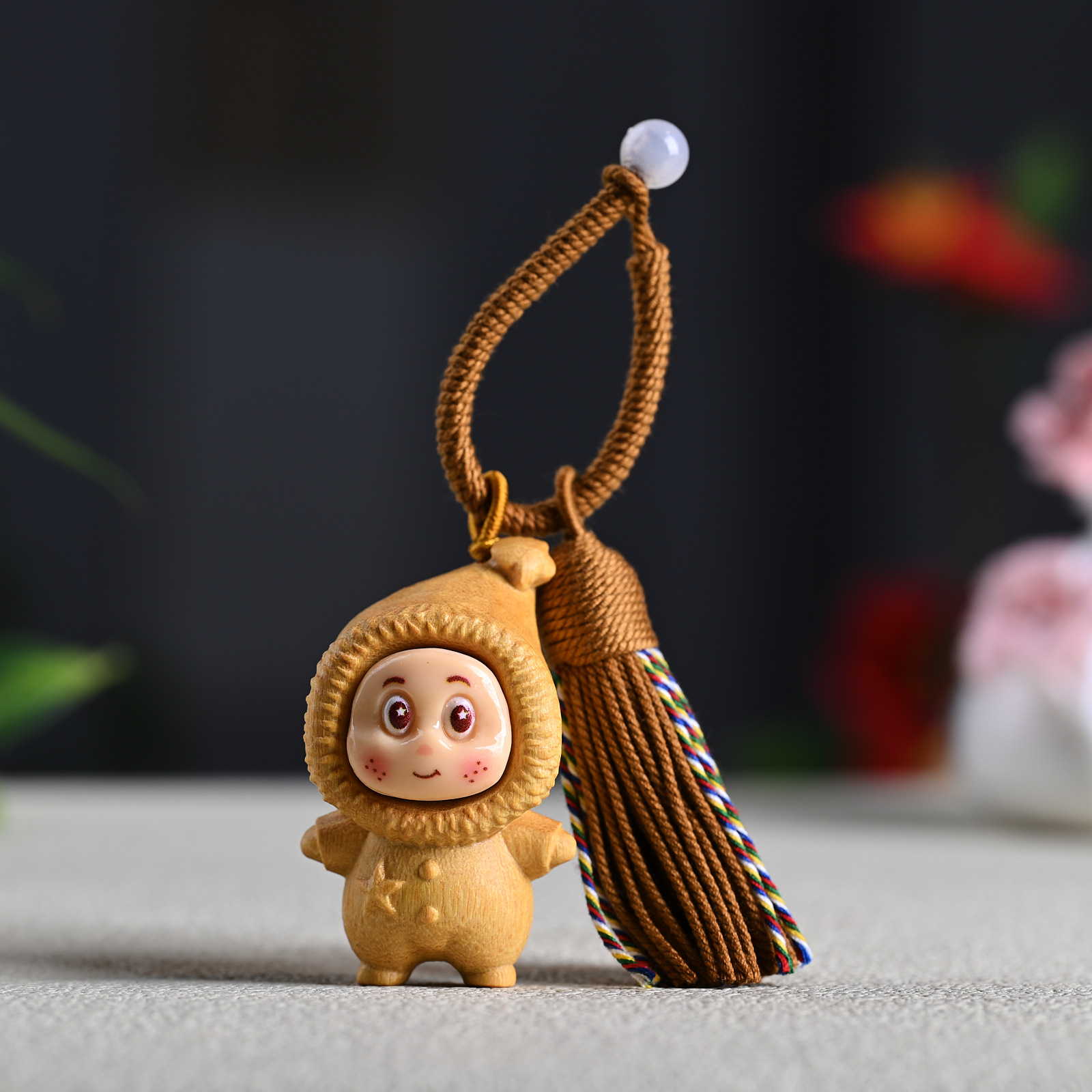 Rainbow Wood Internet Celebrity Healing Star Cartoon Cute Tassel Bag Keychain Toy Pendant Waist Badge Accessory