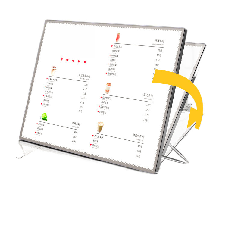 Bar Counter Illuminated Menu Display Board Milk Tea Shop Light Box Ordering Board Price List Desktop 34 Card Advertising