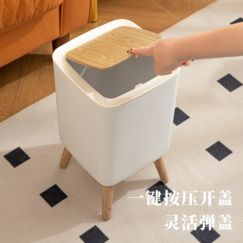 Kitchen Trash Can with Lid, Press Paper Basket, Bathroom Office Large-Capacity Storage Bucket, Creative Style
