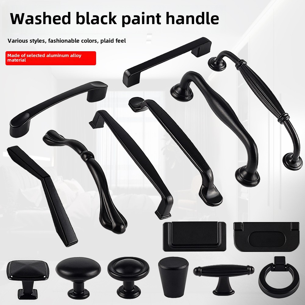 American-style black drawer cabinet door handle modern minimalist wardrobe cabinet door handle European-style cabinet single hole small handle