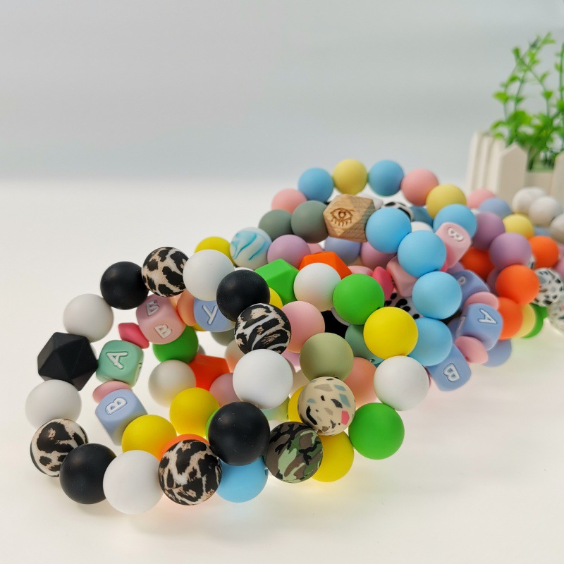 Cross-border new silicone beads baby gum molars silicone beads children's food grade DIY jewelry accessories wholesale