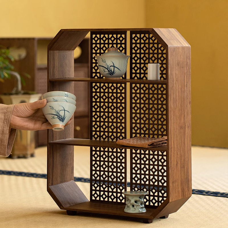 Китайский бамбуковый стеллаж Богу, маленькая пагода Дуобао, украшения для чайной комнаты, настольный стеллаж для чайников и чайных наборов