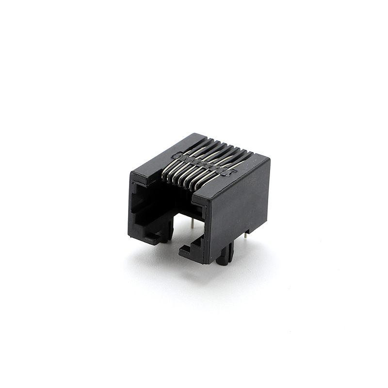 RJ45 53A 8P8C black vertical plastic shell 8 core crystal head network socket