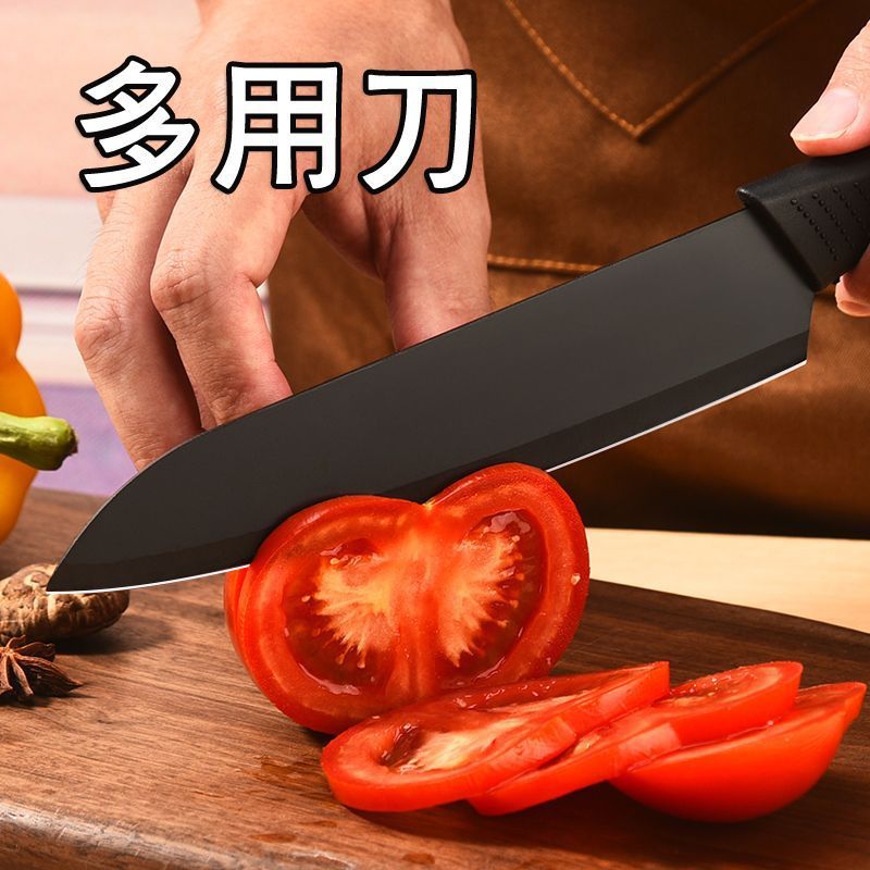 Three-Piece Gift knife kitchen knife suit black steel kitchen knife black fruit knife household kitchen knife Black Blade
