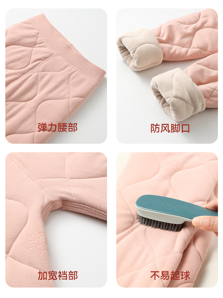 Autumn and Winter Children's Warm Pants Boys and Girls Wear School Uniform Artifact Large Children's Cotton Pants Student fleece-lined Thickened Autumn Pants