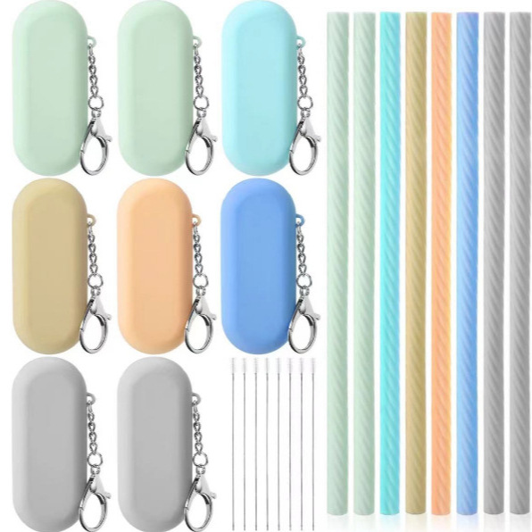 Silicone Straw Silicone Cleaner Storage Box Juice Milk Tea Drink Drink Cocktail Straight Tube Folding Tube Coffee Drink Tube