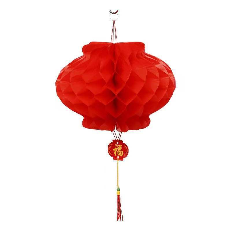 Wholesale Plastic Paper Wedding Lanterns Hanging Decorations with Strings Safe Honeycomb Flower Lanterns Foldable Red Advertising Paper Lanterns