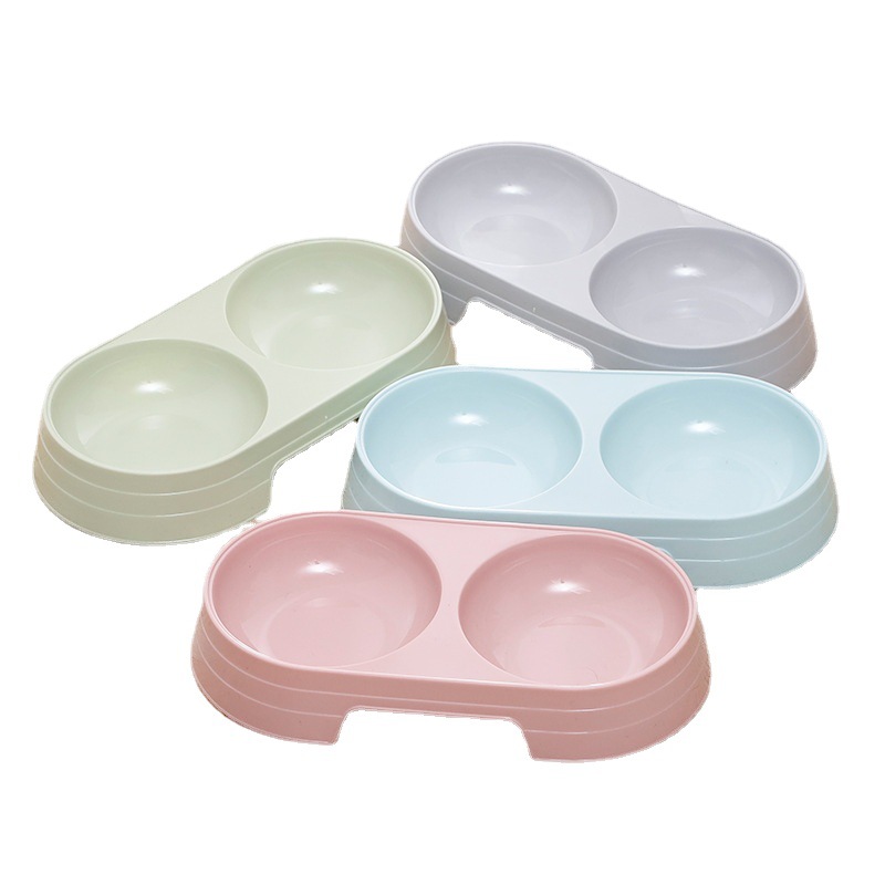 INS Macaron Color Oval Pet Double Bowl Simple Style Dog Bowl Pet Bowl Cheap Eco-friendly 8-word Bowl