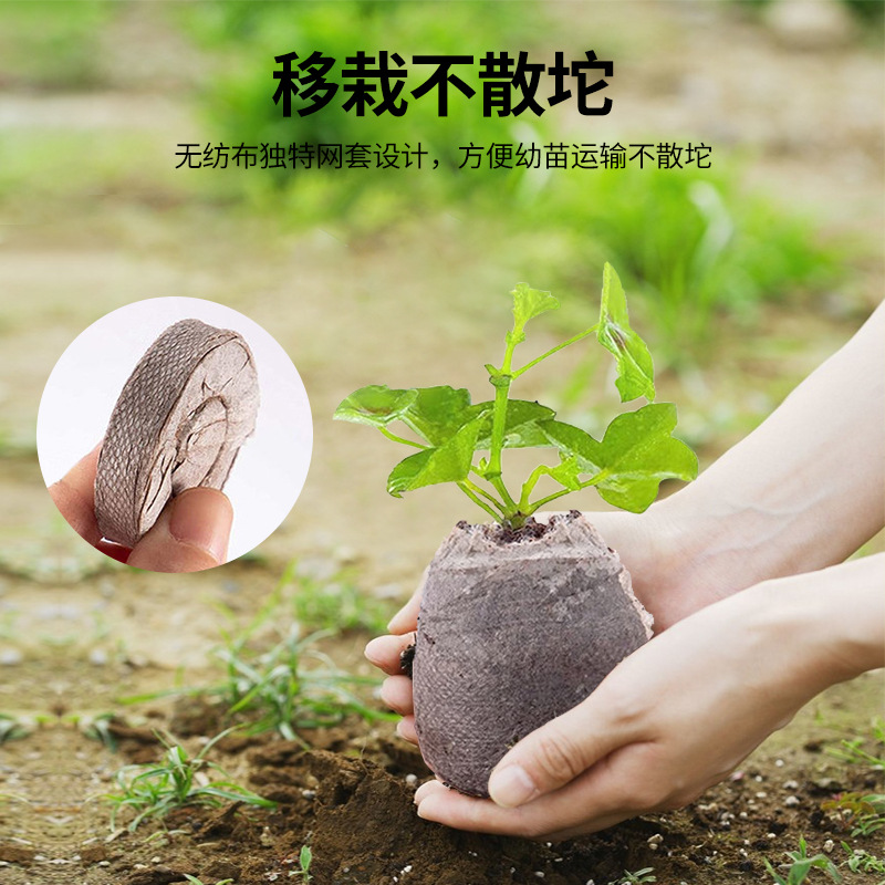 jiffy Seedling Block Nutrient Soil Compressed Non-woven Coconut Bran Magic Soil Medium Separate Packaging Peat Wholesale