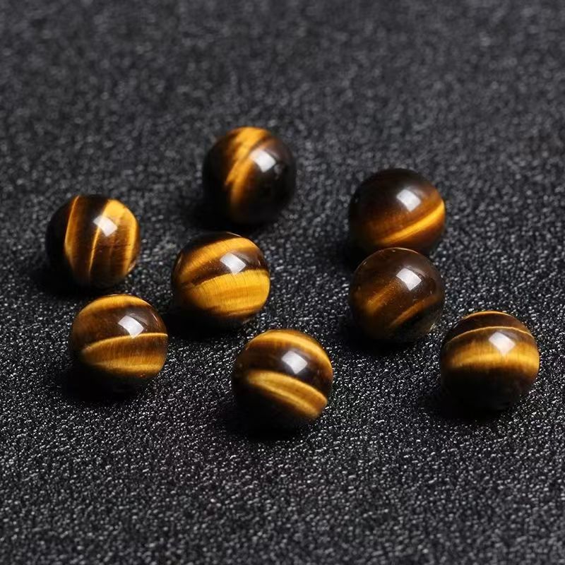 Natural yellow tiger eye stone loose beads round beads spacer beads accessories Buddha beads accessories diy crystal jewelry beaded bracelet wholesale