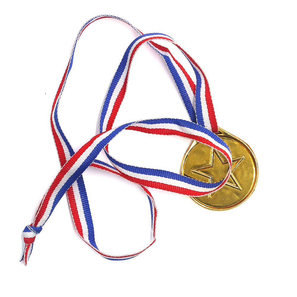 Children's Plastic Medal Sports Meeting Golden Star Electroplated Tag Toy Five-star Medal Cross-border Party Small Gift