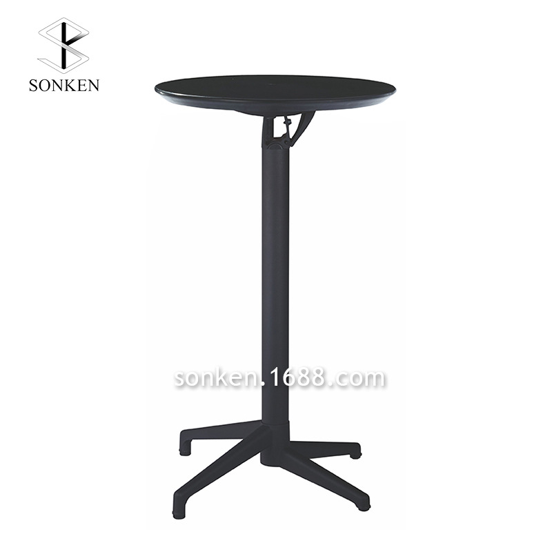 Aluminum Alloy Folding Table ABS Tabletop Tea Room Small Apartment Household Balcony High-foot Table