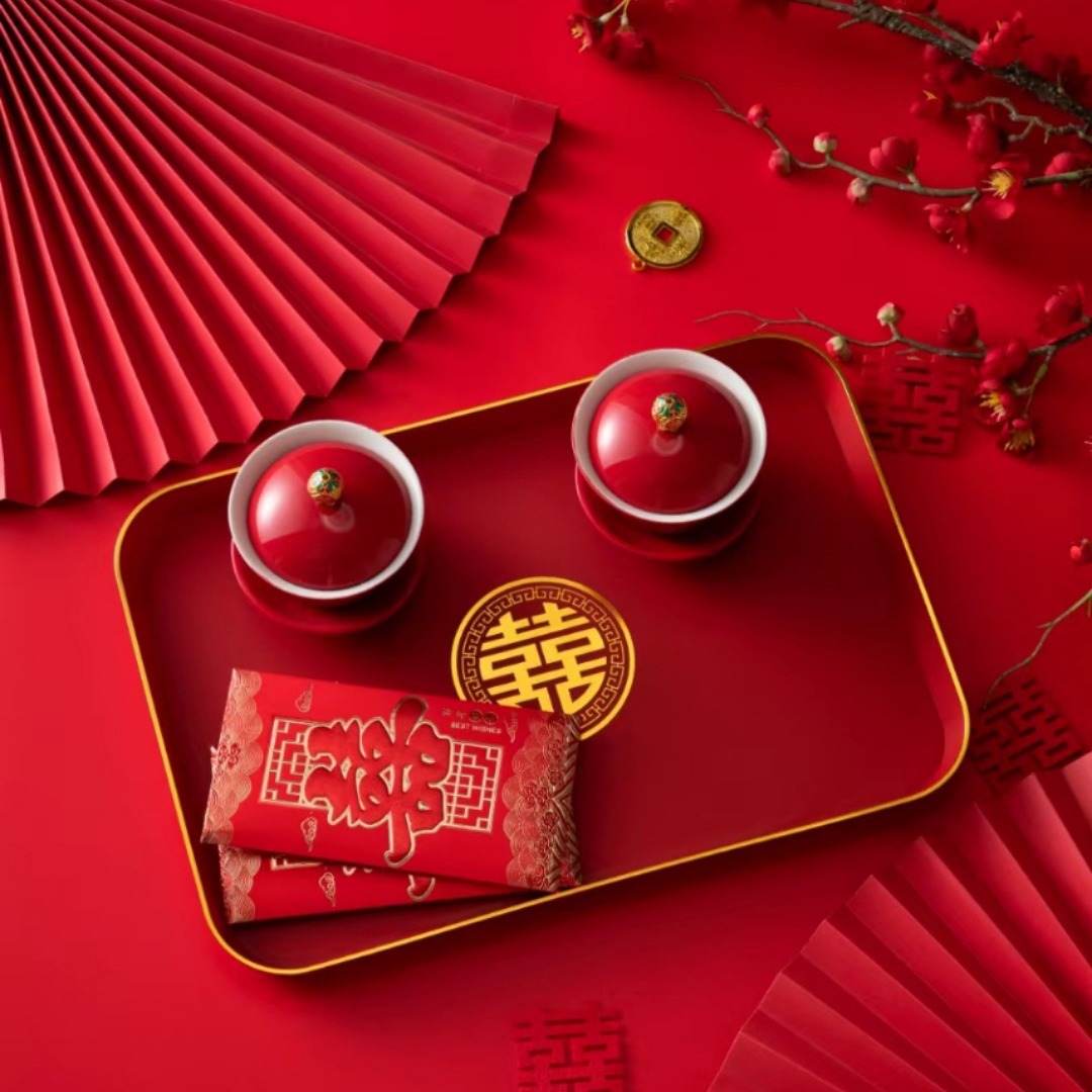 Wedding Fruit Plate, Wedding Candy Plate, Living Room Red Festive Toast Tray, Wedding Plate, Wedding Supplies Collection