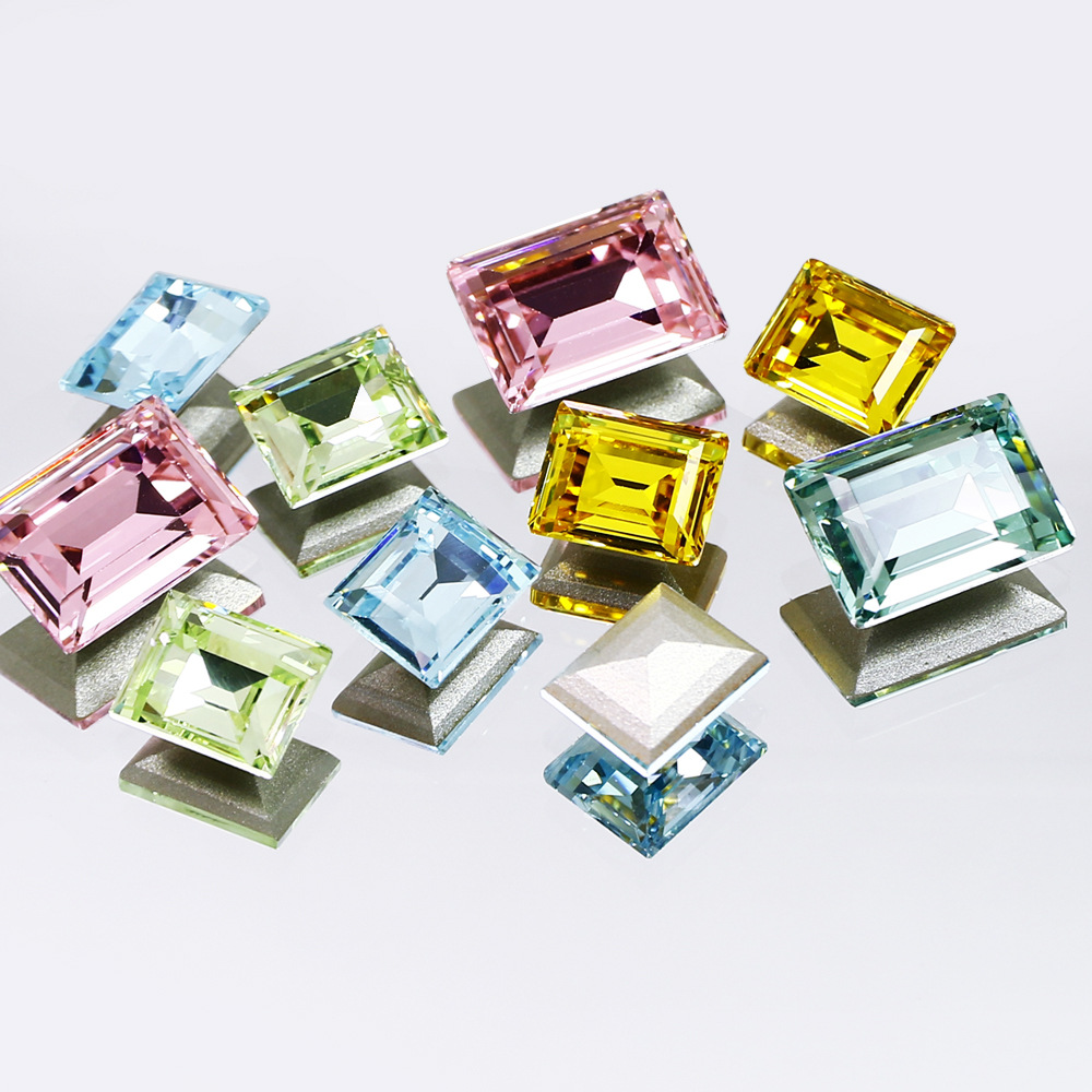 Dongzhou Crystal Candy Manicure Drill K9 Glass Drill Long Square Right Angle Pointed Bottom Drill DIY Jewelry Accessories Shake Sound Explosions