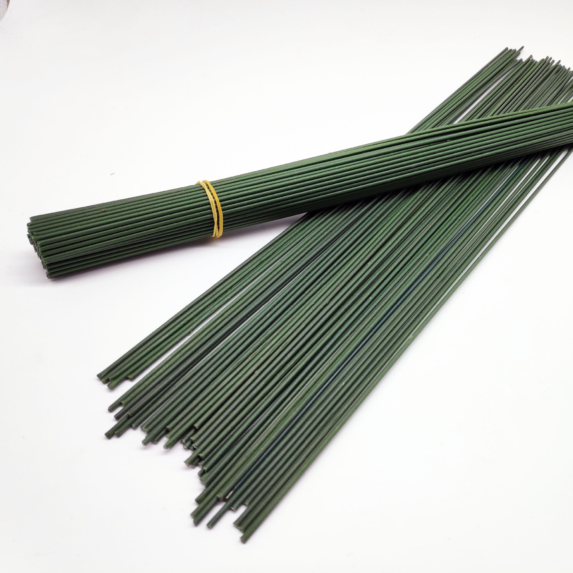 Artificial Flower Branch coated with glue No. 2 flower pole 40cm green wire pole flower arrangement flower pole DIY rose bouquet special flower pole