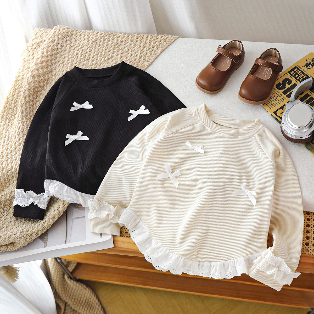 Girls' Long-Sleeved T-Shirt 2025 New Style A-Class Top Autumn Clothes Korean Style Fashionable Children's Clothing Spring and Autumn Base Shirt Children's Wear